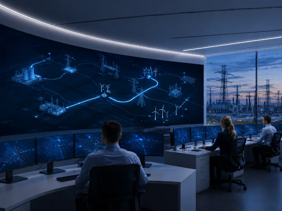 Smart-grid network topology with a highlighted attack path